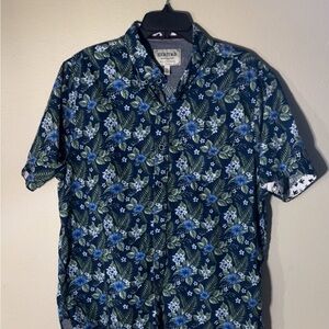 Heritage Blue and Green Casual Button Down Shirt